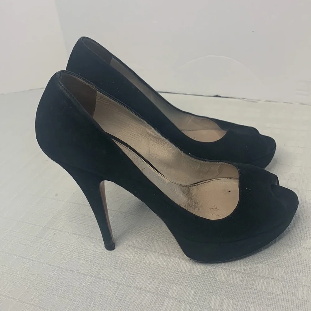 Prada black peep toe heels size 36